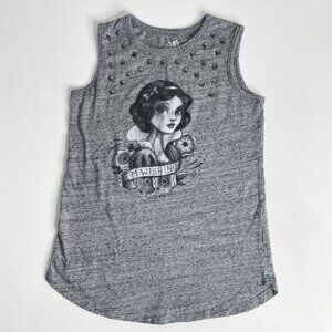 Disney Art Of Snow White Size S Womens Sleeveless Top Gray Studs Rhinestones